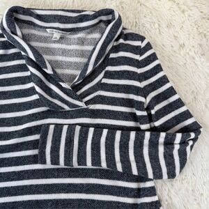 Banana Republic Collared Striped Pullover Sweatshirt Medium Preppy Layer Coastal